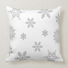 Almofada Cinza Flocos de Neve Caindo