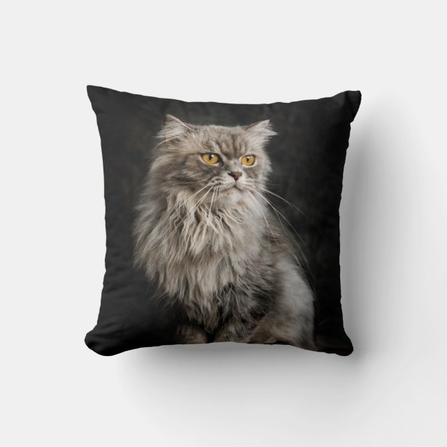 Almofada Cinza Fluffy Cat (Frente)