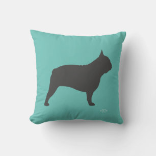 Almofada Cinza Francês Bulldog Silhouette Frenchie Dog Teal