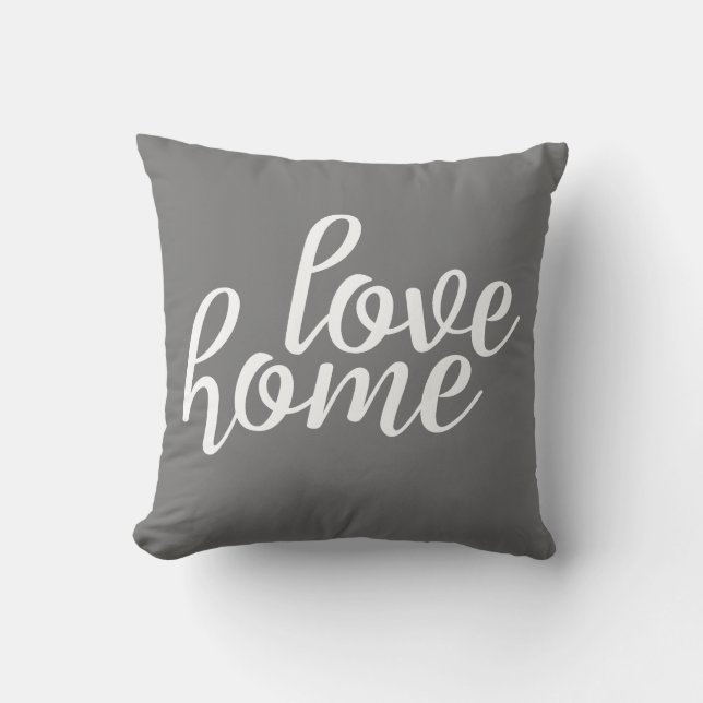 Almofada Cinza Love Home Script (Frente)
