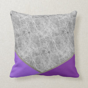 Almofada Cinza Marble Stone Purple Violet Geométrico Silver