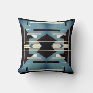Almofada Cinza Negra Azul Beige Southwest Art Abstrato Moti