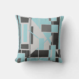 Almofada Cinza Negra Caixas Leves Abstrato Labirinto