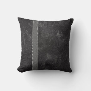 Almofada Cinza Negra Couro e Design de Precinta