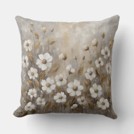 Almofada Cinza Neutro Dourado Taupe Floral