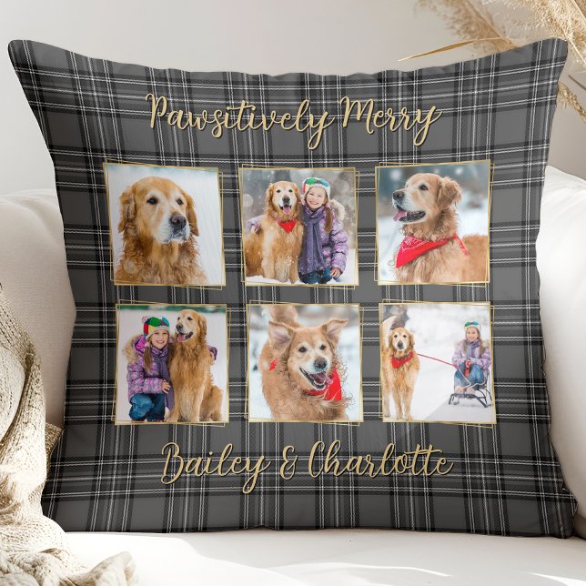 Almofada Cinza Personalizada Pet Dog Colagem de Foto Colage (Criador carregado)