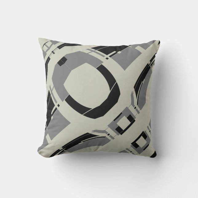 Almofada Cinza preta Design Abstrato quente (Frente)