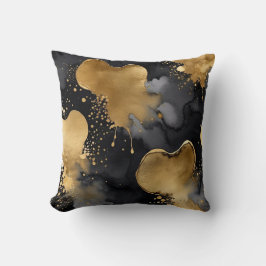 Almofada cinza preto, abstrato e ouro