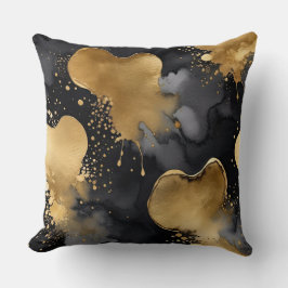 Almofada cinza preto, abstrato e ouro