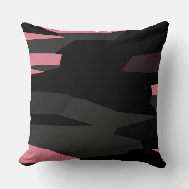 Almofada Cinza rosa e Abstrato preto (Frente)