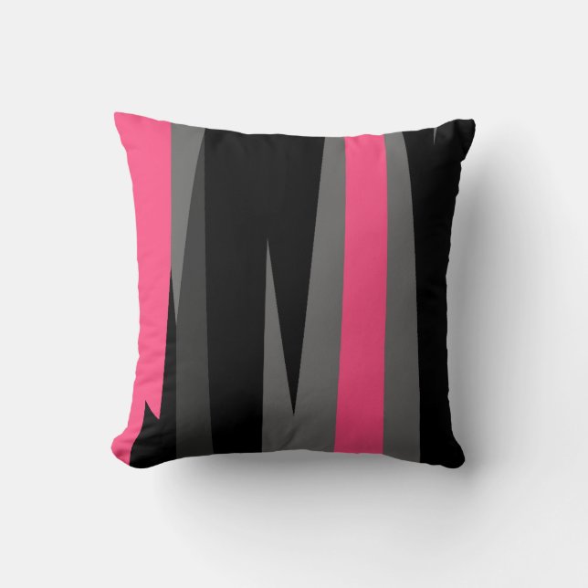 Almofada cinza rosa e abstrato preto (Frente)