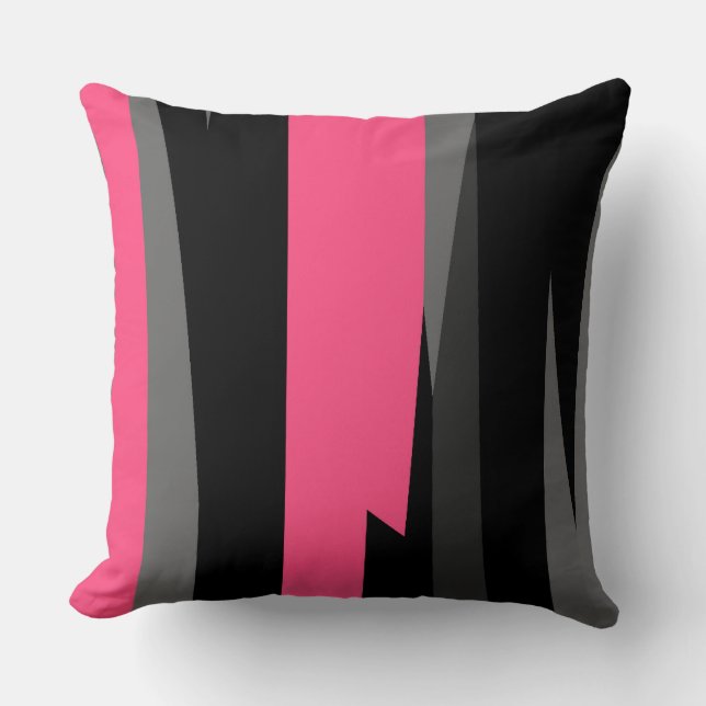 Almofada cinza rosa e abstrato preto (Frente)