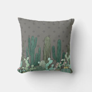 Almofada Cinza Simples E Bonita Poka Dot Cactus
