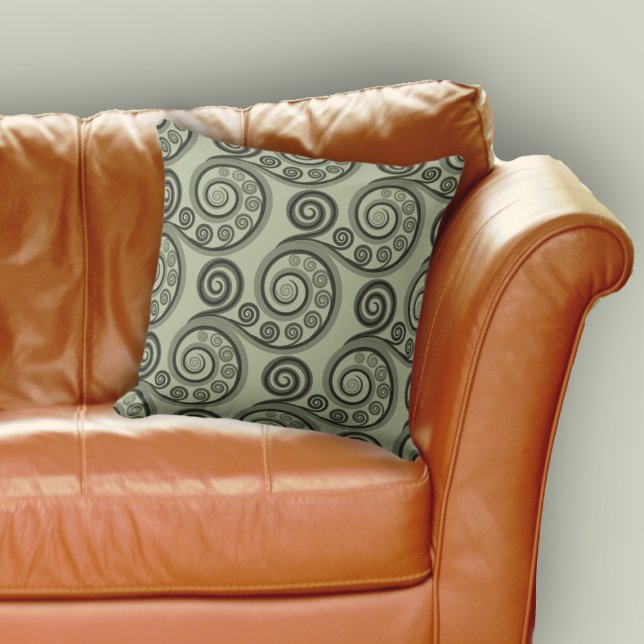 Almofada Cinza sofisticada Curva de Fern Botânica (Sophisticated Grey Botanical Fern Frond Curl Throw Pillow, Living Room)