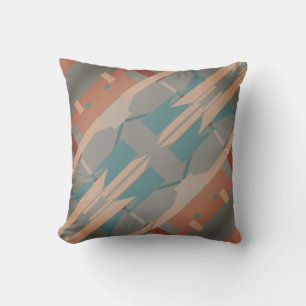 Almofada Cinza Teal Terracotta Coral Inclinado no Sudoeste