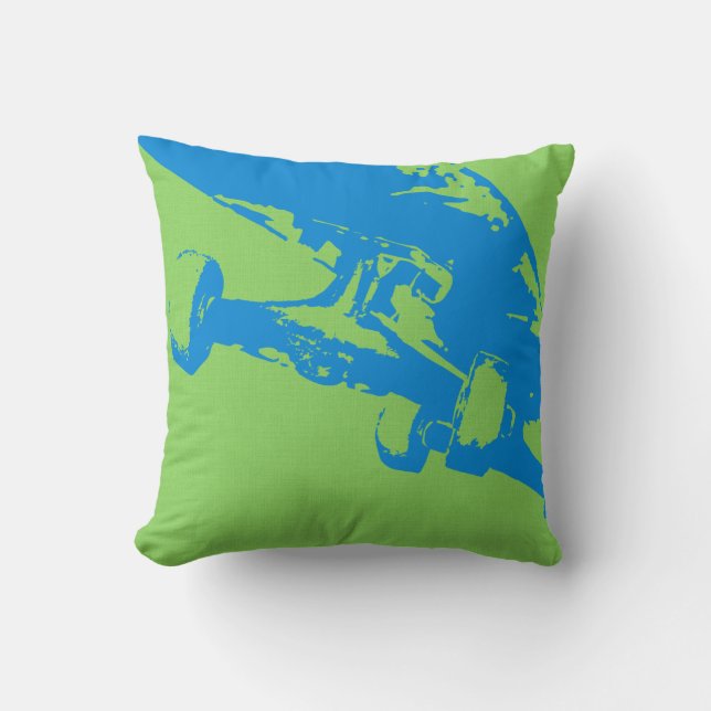 Almofada Cinza Travesseiro Do Shuvit Shove-It De Skate Azul (Frente)