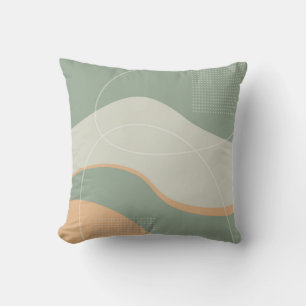 Almofada Cinza Verde e Design de Arte Abstrato de Salmão