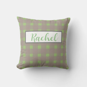 Almofada Cinza Verde Gingham Personalizado