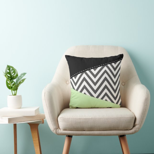 Almofada Cinza Zigzag, Cinza Chevron, Zigzag Patterno, Casa (Cadeira)