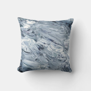 Almofada Cinzas Azuis e Traços de Abstrato Branco