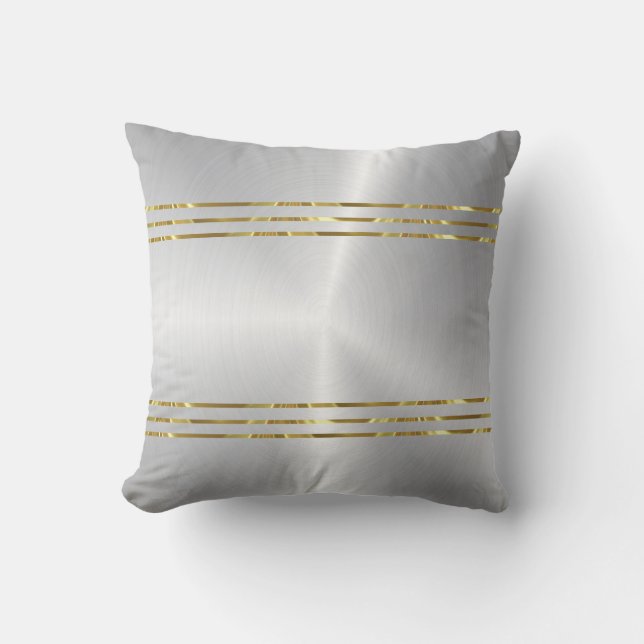 Almofada Cinzas brilhantes, prata e fundo metálico dourado (Frente)