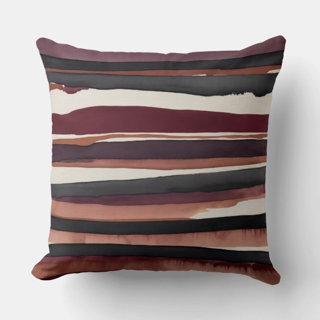 Almofada Cinzas de borgonha e abstratos de nata (Frente)