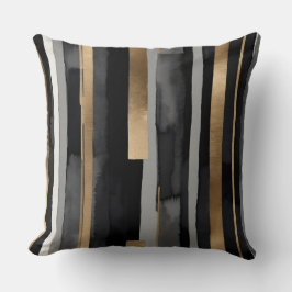 Almofada Cinzas de listras de ouro pretas