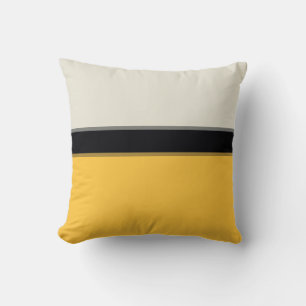 Almofada Cinzas de Prata Amarelo-Mostarda Moderna Stripes N