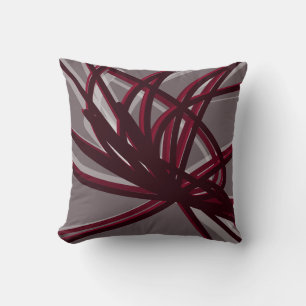 Almofada Cinzas e Abstratos Artísticos Burgundados