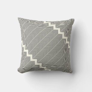 Almofada Cinzas e Seta Branca Herringbone Padrão