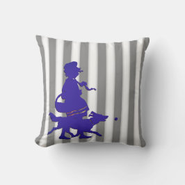 Almofada Cinzas e White Strike Child e Dog Blue Silhouette