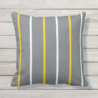 Almofada Cinzas - Listras Verticais Amarelas e Brancas