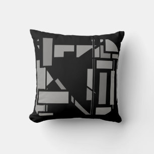 Almofada Cinzas Médias sobre Motif Preto inspirado na Arte