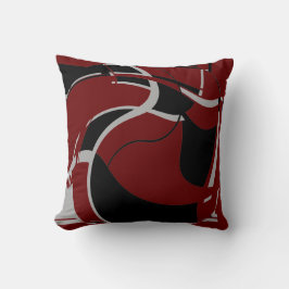 Almofada Cinzas Negras na Borgonha Rodando MCM Olhe o Motif