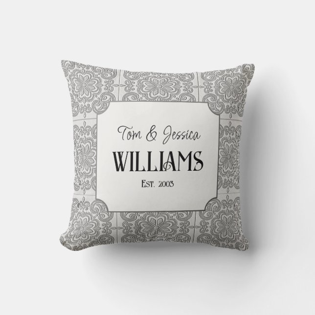 Almofada Cinzas personalizadas e Azulejo decorativo branco (Frente)