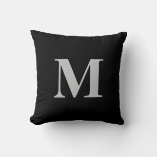 Almofada Cinzas Pretas Monogramas Iniciais Personalizadas