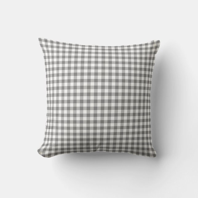 Almofada Cinzento e branco Checkered (Frente)