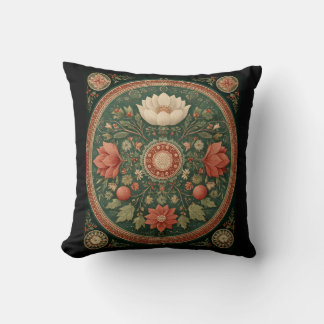 Almofada Circular Geometric Design, Forest Green,