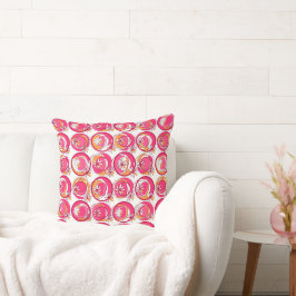 Almofada Círculo de Destaque Flor Cor - de-rosa Cor - de-ro