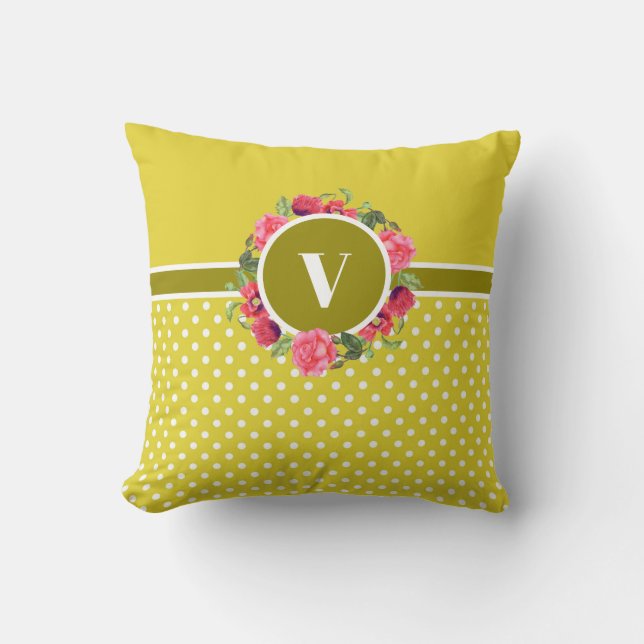 Almofada Círculo de Ferida das Flores Vermelhas e Rosa das  (Frente)