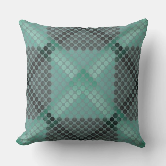 Almofada Círculo ou esferas opacos e verdes, em quadrados (Frente)