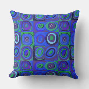 Almofada Círculo Quadrado do Kandinsky Farbstudie Blue Quad