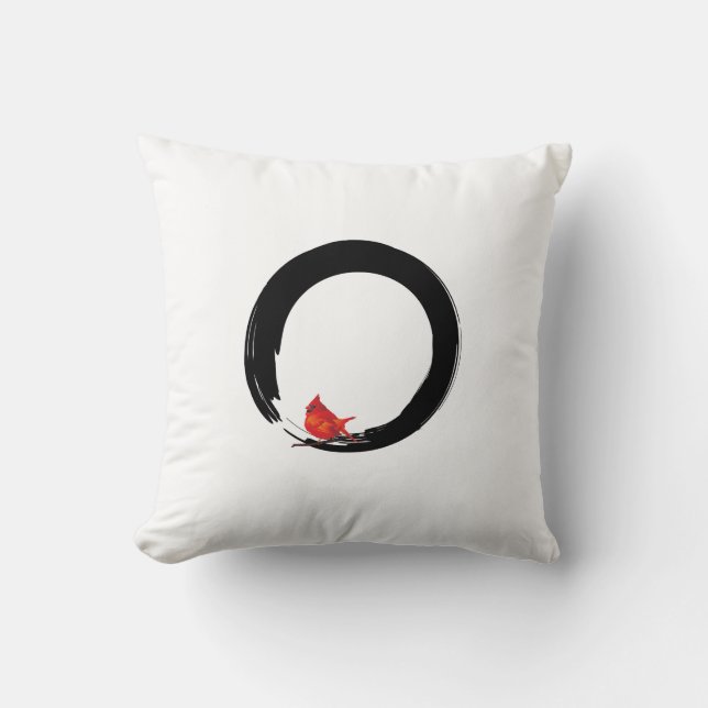Almofada Círculo Zen com Cardeal de Natal (Frente)
