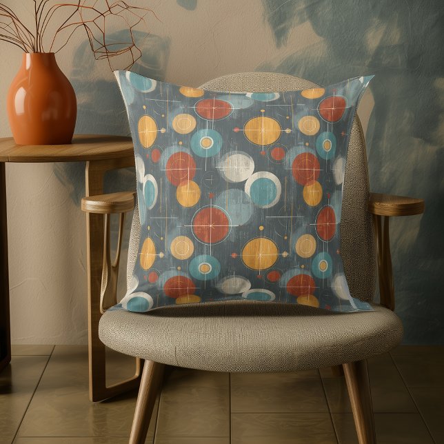 Almofada Círculos Atômicos MCM Médio - Gelado e Teal (Criador carregado)