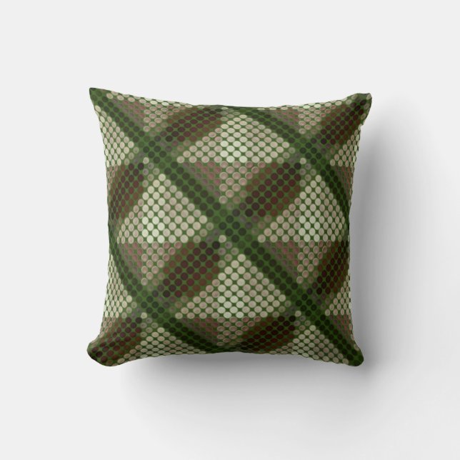 Almofada Círculos castanhos sobre verde, formando formas ge (Frente)