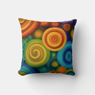 Almofada Círculos concêntricos abstratos em multicolor vibr