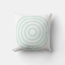 Almofada Círculos concêntricos pastel branco e verde ciano