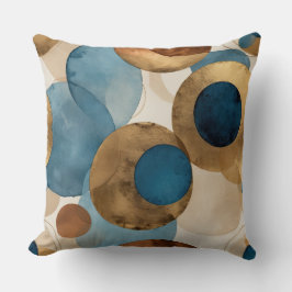 Almofada Círculos de bronze de abstrato, cobre e azul