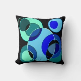 Almofada Círculos de interseção azuis e verdes design