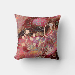 Almofada Círculos de ouro vermelho com flores